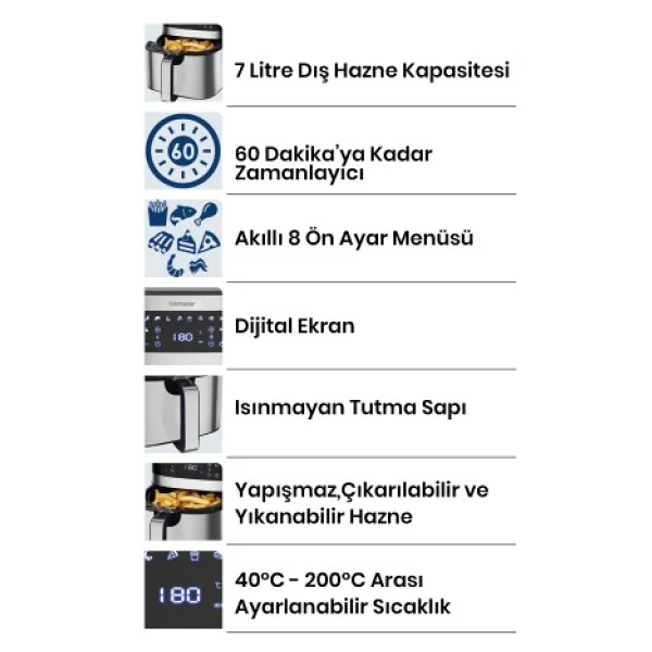 Goldmaster Superfry GM7490 7 lt Yağsız Fritöz - Görsel 4