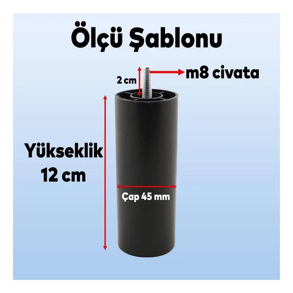 Nzb Mobilya Kanepe Sehpa Tv Ünitesi Koltuk Orta Destek Ayağı 12 cm Siyah Baza Ayak - Görsel 2
