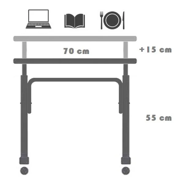 servetavcı Yükseklik Ayarlı Laptop Sehpası ve Çalışma Masası - Atlantik Çam (Tekerli) 70 x 40 cm - Görsel 4