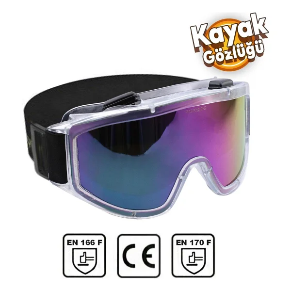 Kayak Gözlüğü Offroad Antifog Ventilli Korumalı Güneş Kar Gözlük Gökkuşağı Snowboard Glasses Sporu. - Yeşil - Görsel 2