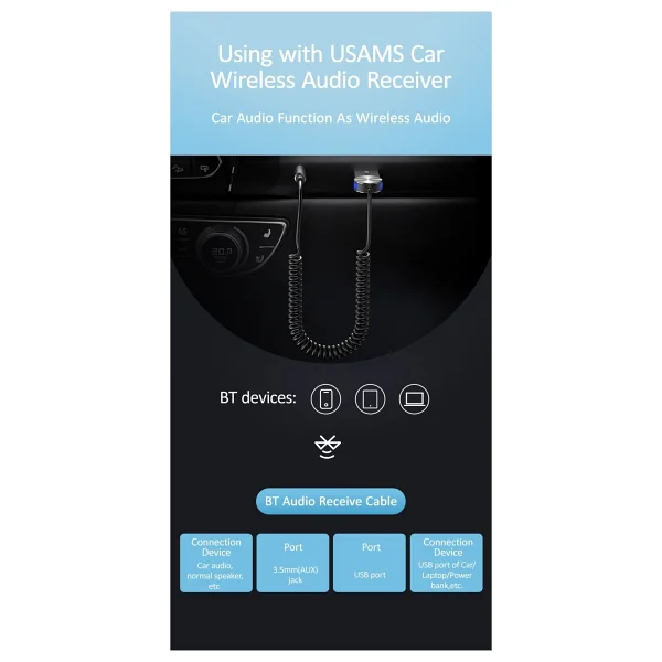 LivX Usams Bluetooth Receiver Araç Kiti - Görsel 5