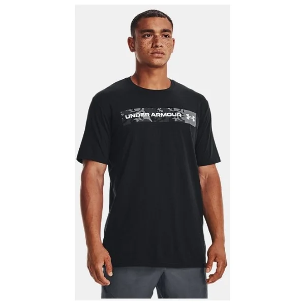 Under Armour Camo Chest Stripe 1376830-011 Gri Kısa Kollu Bisiklet Yaka Erkek Tişört - Görsel 3