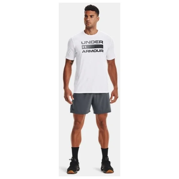Under Armour Team Issue Wordmark 1329582-100 Beyaz Kısa Kollu Bisiklet Yaka Erkek Tişört - Görsel 4