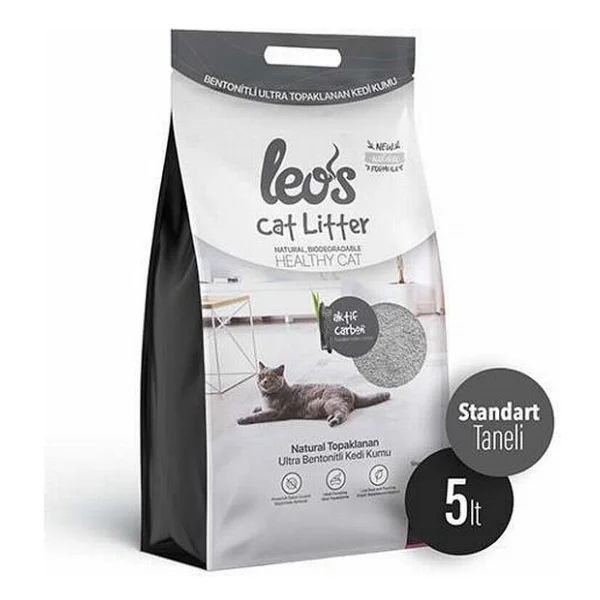 Leo 's Cat Litter Bentonit Grey Aktif Karbonlu 5 lt Kedi Kumu - Görsel 2