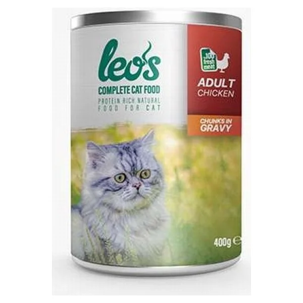 Leo's Tavuk Parça Etli Soslu 400 gr Yetişkin Konserve Kedi Maması - Görsel 2