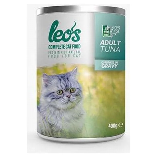 Leo's Ton Balıklı Parça Etli Soslu 400 gr 12'li Yetişkin Konserve Kedi Maması - Görsel 2