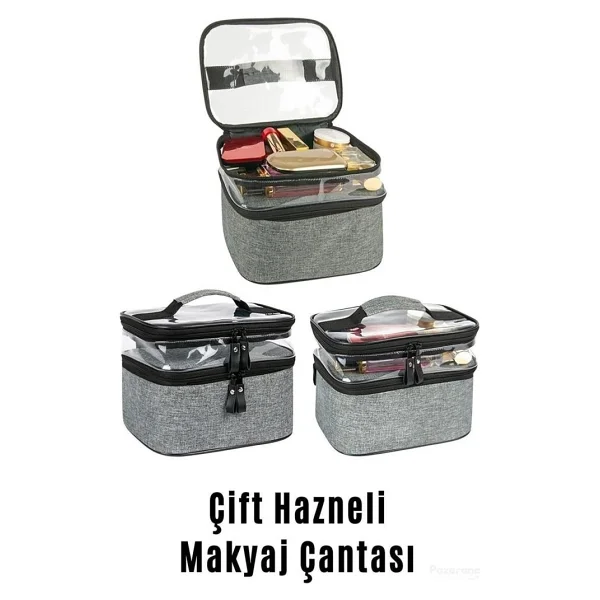 Ankaflex Makyaj Çantası Makyaj Bavulu Şeffaf Çanta Profesyonel Seyahat Seti Yeni Nesil - Görsel 2