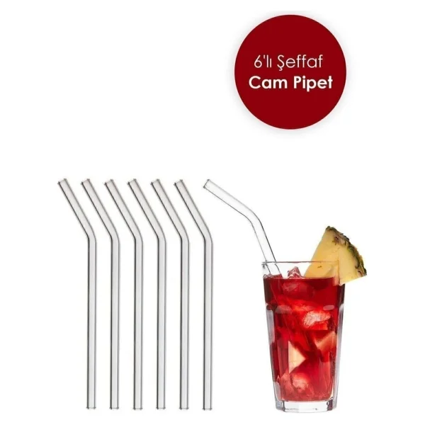 Şeffaf 6'lı Cam Eğimli Pipet - Görsel 2