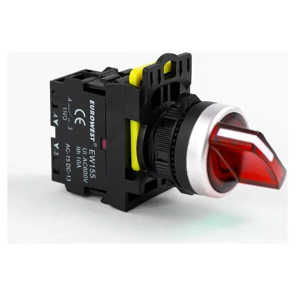 Eurowest EW-55-01XL 1NC Kırmızı LED Işıklı Kalıcı Mandal Buton (220V) (EW-55-01XL) - Görsel 5