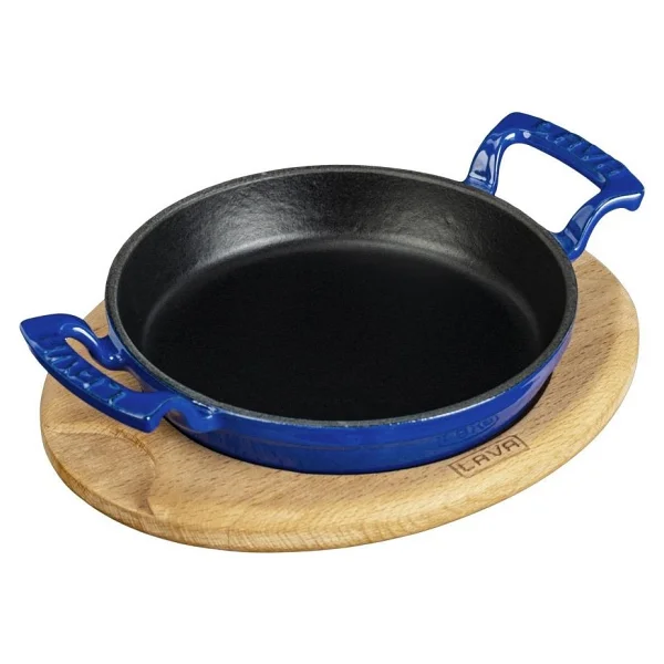 Lava Yuvarlak Ahşap Altlıklı 20 cm Demir Döküm Sahan - Görsel 3