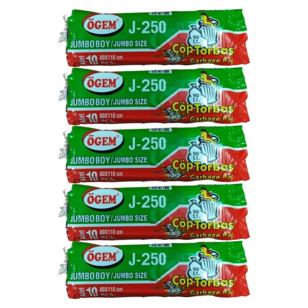 Ögem J-250 Jumbo Boy Çöp Torbası 80x110 cm 10 Lu Rulo x 5 Paket = 50 Adet Mavi - Görsel 3