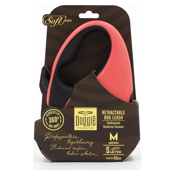 Doggie Soft Seri M 25 kg 5 m Otomatik Pembe Köpek Tasması - Görsel 2