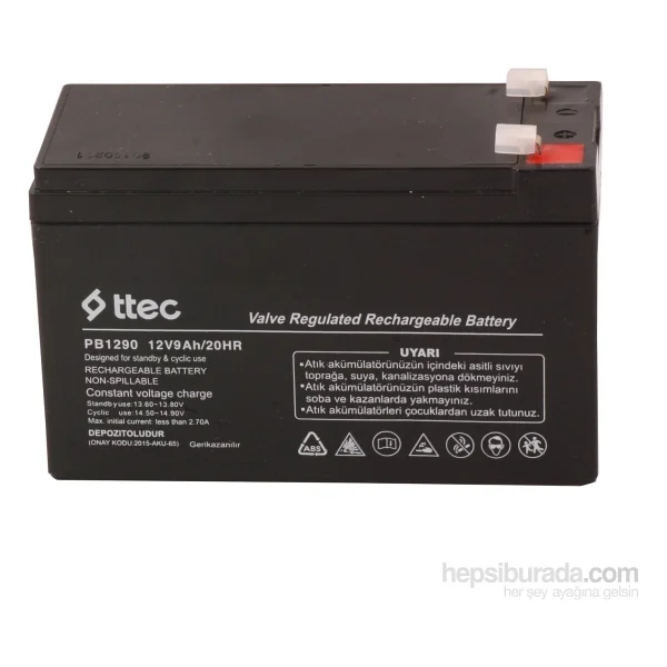 Ttec 12 Volt 9A Akü -12V 9 Ah Bakımsız Kuru Akü - 12V 9AH 12V9AH 12 Volt 9 Amper Akü - Görsel 6