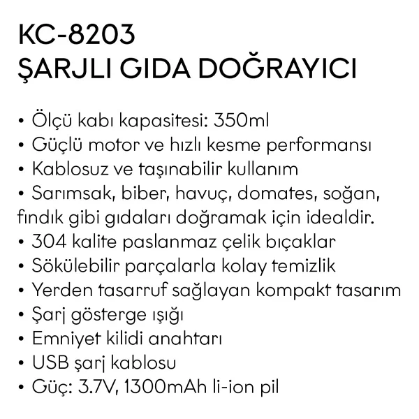 Kiwi 0269 Şarjlı Doğrayıcı - Beyaz - Görsel 3