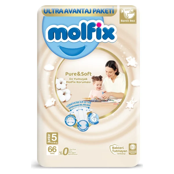Molfix Pure&Soft 5 Numara Junior 66'lı Bebek Bezi - Görsel 3