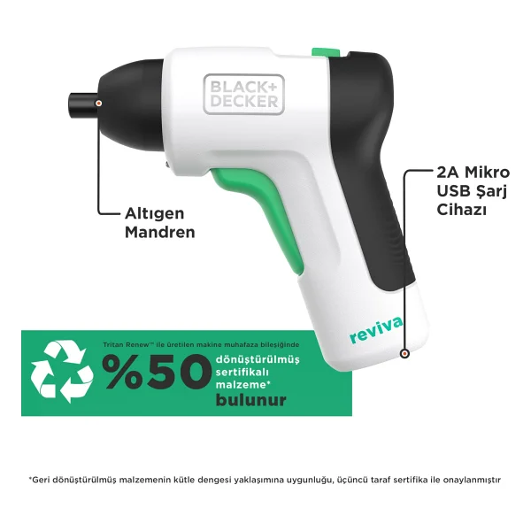 Black+Decker Reviva REVSD4C-XJ 3.6 V Şarjlı Vidalama Makinesi - Görsel 2