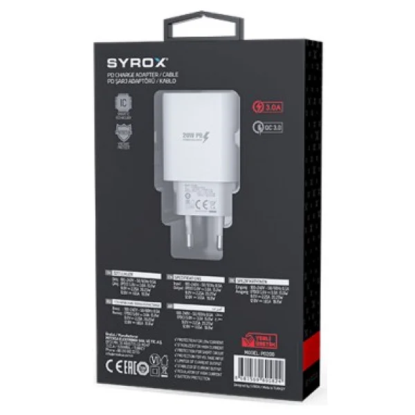 Syrox PD20B 20 W Type-C Hızlı Şarj Adaptörü - Görsel 3