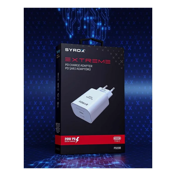 Syrox PD20B 20 W Type-C Hızlı Şarj Adaptörü - Görsel 4