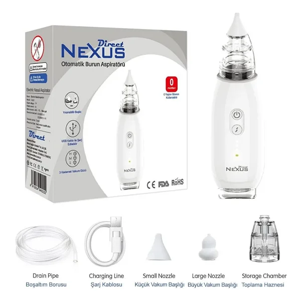 Nexus Elektrikli Burun Aspiratörü 3 Kademeli Vakum Gücü ve Taşınabilir Tasarım ile Bebekler İçin - Görsel 8