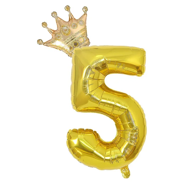 Patladı Gitti 5 Gümüş Rakam Ve Gold Kral Tacı Folyo Balon Doğum Günü Parti Kutlama Seti - Görsel 8