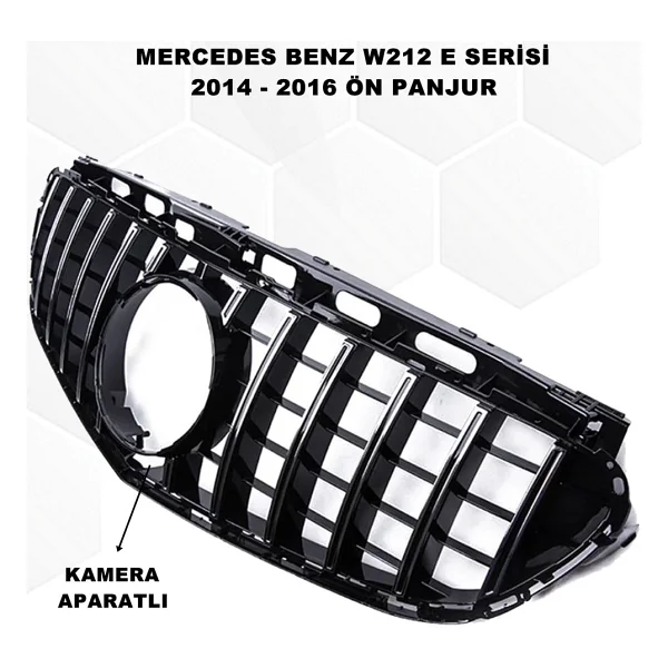Mercedes W212 E Serisi Spor Ön Panjur Izgaralı Piano Black & Krom Şeritli 2014-2016 1. Kalite-caraks - Görsel 2