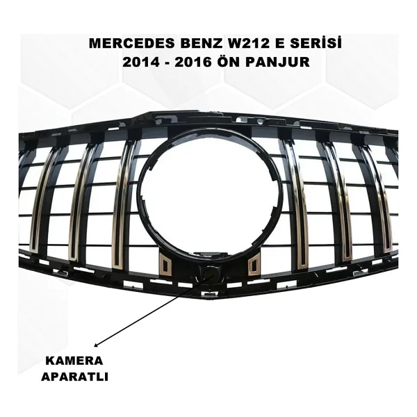 Mercedes W212 E Serisi Spor Ön Panjur Izgaralı Piano Black & Krom Şeritli 2014-2016 1. Kalite-caraks - Görsel 3