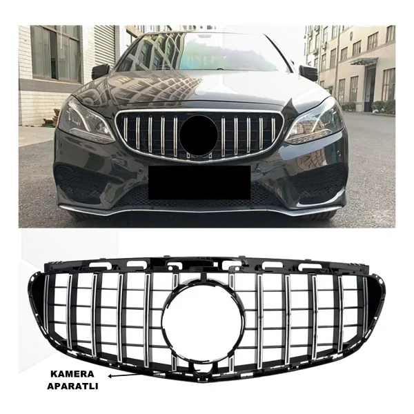 Mercedes W212 E Serisi Spor Ön Panjur Izgaralı Piano Black & Krom Şeritli 2014-2016 1. Kalite-caraks - Görsel 5