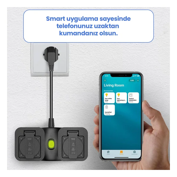 Meross Wi-Fi Akım Korumalı 2 Çıkışlı Akıllı Dış Alan Prizi - Görsel 3