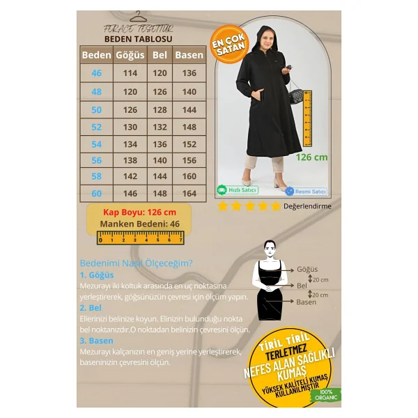 Kadin Buyuk Beden Kapşonlu Kislik Kap Kaban - 48 - Mürdüm - Görsel 2