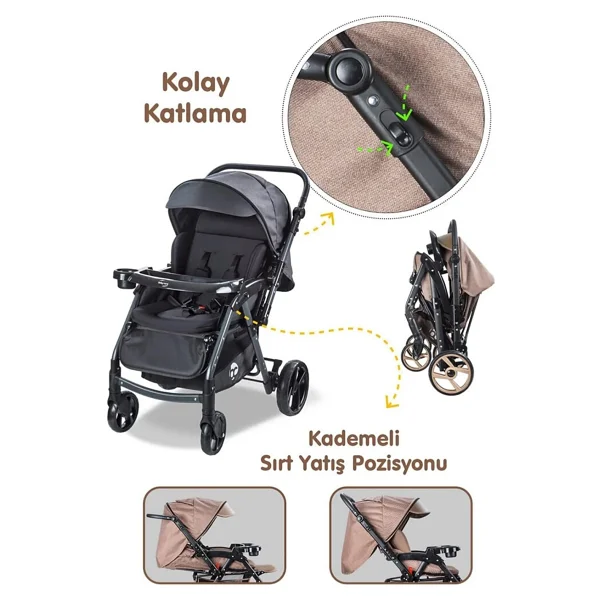 Baby Care Bc-500 Combo Maxi Pro Çift Yönlü Puset Siyah ( S ) - Görsel 10