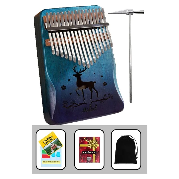 Midex KLX-456 Hakiki Maun Ağacı 17 Çelik Tuşlu Kalimba - Görsel 6