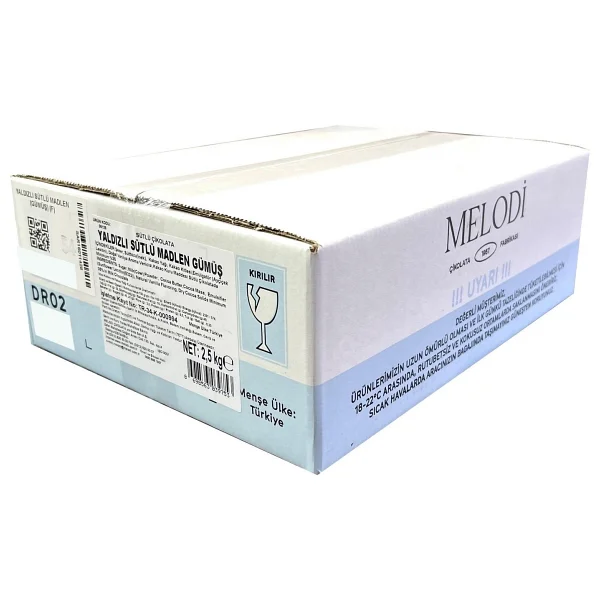 Melodi Çikolata Yaldızlı Sütlü Madlen Gümüş 2.5 KG - Görsel 2