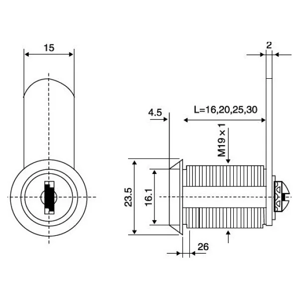 Canex Mandallı Çekmece Kilidi 20 mm - Görsel 3