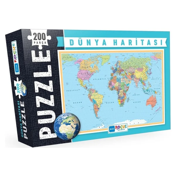 Blue Focus Dünya Haritası BF238 200 Parça Puzzle - Görsel 4