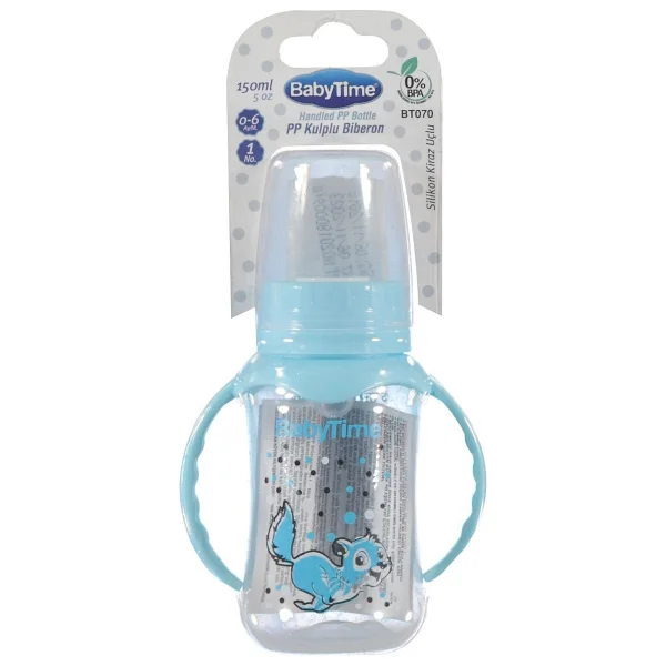 BabyTime Silikon Kiraz Uçlu Kulplu Biberon 150 ml - Görsel 2
