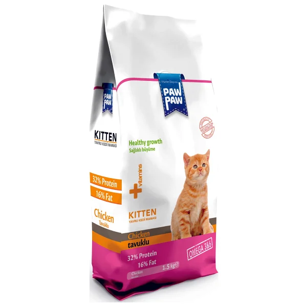 Paw Paw Kitten Tavuklu 1.5 kg Yavru Kedi Maması - Görsel 2