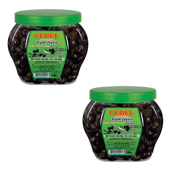 Cebel 2li Fırsat Paketi 2 Adet Siyah Zeytin Iri Taneli 1000+1000 Gr. - 2 kg - Görsel 2