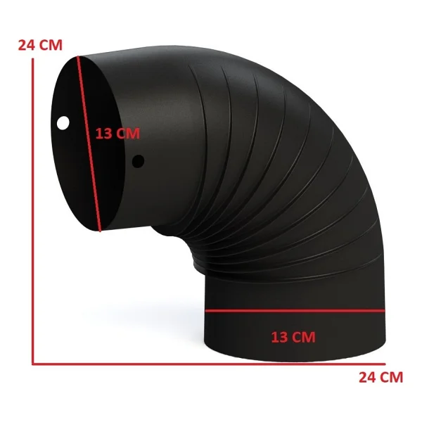 A Dirsek Soba Borusu / Boy: 10 CM / Çap: 13 CM / Mat Siyah Emaye / Baba's Stove - Görsel 2