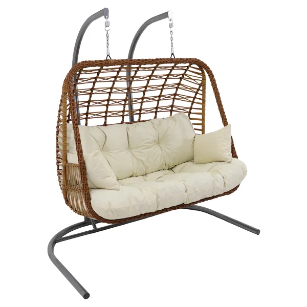 Monalin Home Garden Kudüs Rattan Cross El Örgüsü Çift Kişilik Balkon Teras Bahçe Salıncağı - Görsel 2