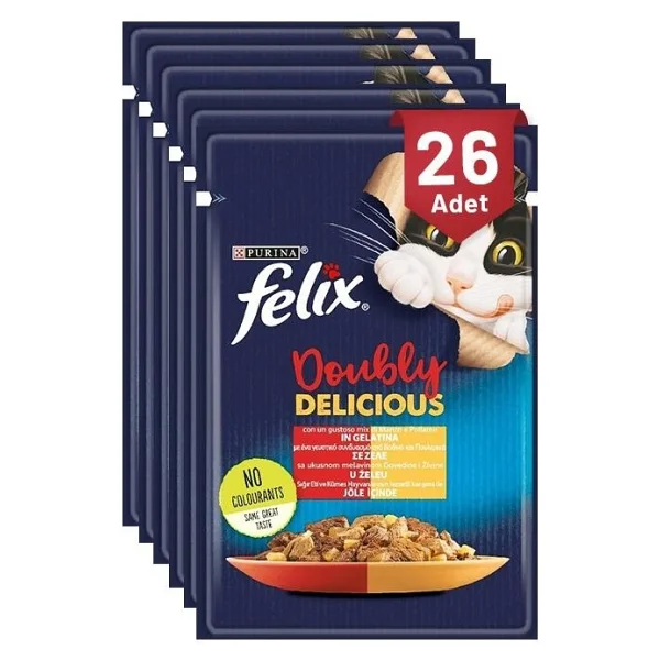 Felix Sığır Etli ve Tavuklu 85 gr 26'lı Yetişkin Kedi Yaş Maması - Görsel 3