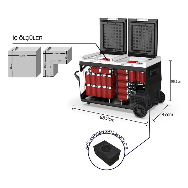Iceco K95D 12-24 V 95 lt Aküsüz Kompresörlü Araç Buzdolabı - Görsel 6