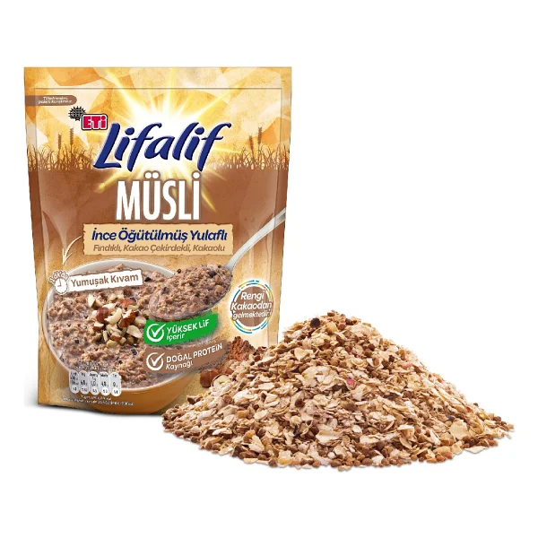 Eti Lifalif İnce Öğütülmüş Fındıklı Kakao Çekirdekli ve Kakaolu Müsli 250 gr 12'li - Görsel 3