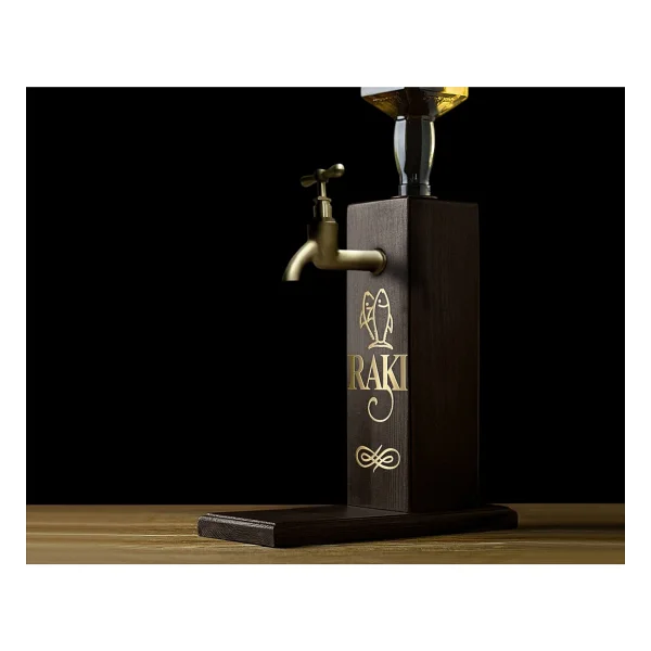 Bk Gift Aynalı Altın Kabartma Musluklu Doğal Siyah(Ebony) Ahşap Rakı Standı, Home Bar, Içecek Dispenseri, Ahşap Içecek Çeşmesi-1 - Görsel 4