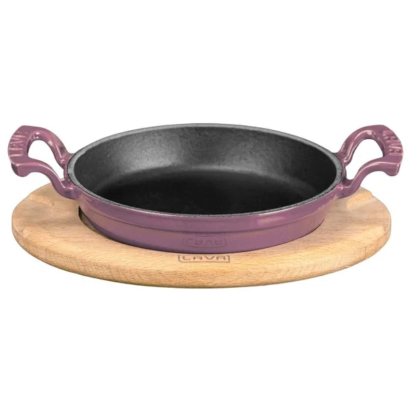 Lava Yuvarlak Ahşap Altlıklı Mor 20 cm Demir Döküm Sahan - Görsel 6