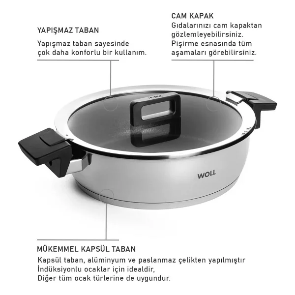 Woll Concept 28 cm Sığ Çelik Tencere - Görsel 3