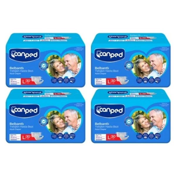 Canped Tekstil Yüzeyli Belbantlı Büyük Boy L 30'lu 4 Adet Hasta Bezi - Görsel 5