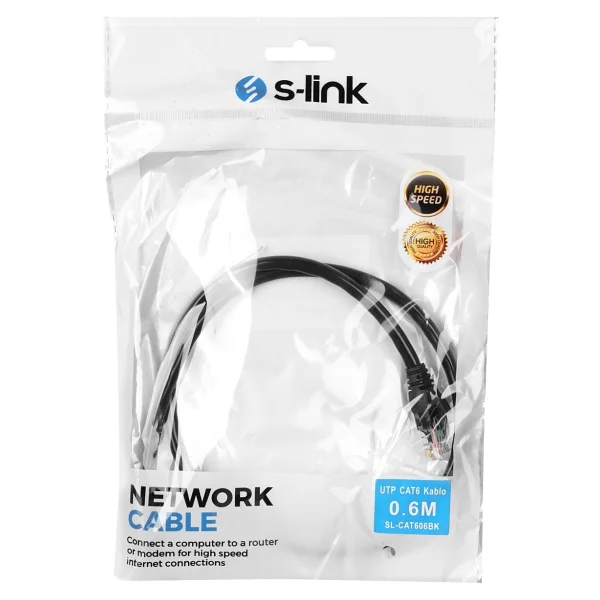 S-link SL-CAT606BK UTP 0.6 m Siyah CAT6 Patch Kablo - Görsel 5