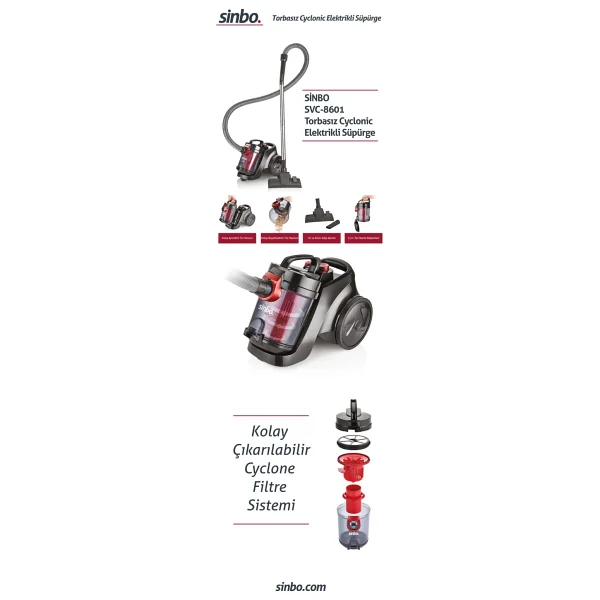 Sinbo SVC-8601 Cyclonic 890 W Toz Torbasız Süpürge - Görsel 10