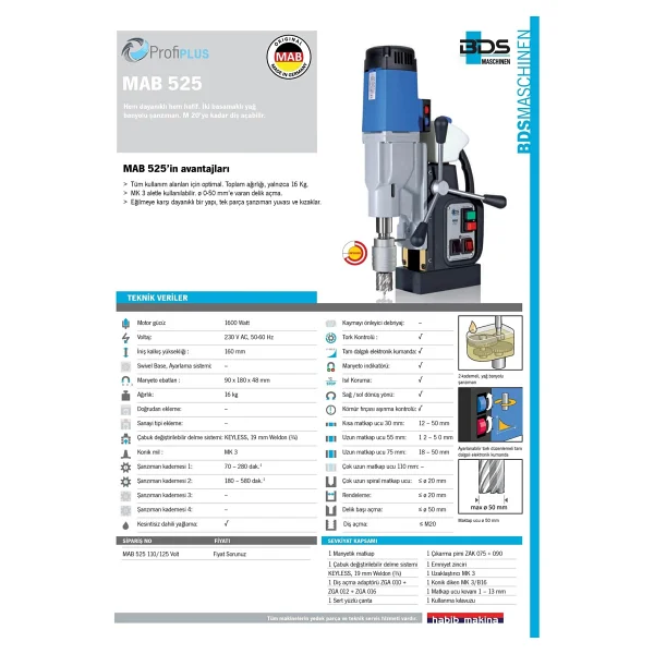 Bds MAB 525 1600 W Manyetik Matkap - Görsel 2