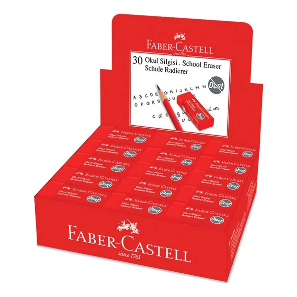 Faber-Castell Okul Silgisi 30'lu Kırmızı Renkli Dust Free Teknolojisiyle - Görsel 3